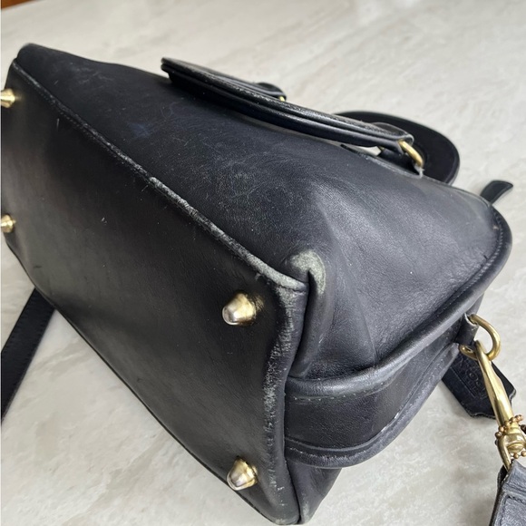 COACH Baxter Satchel Vintage Black Leather Bag Purse Top Handle Crossbody 2 Way - Picture 7 of 9